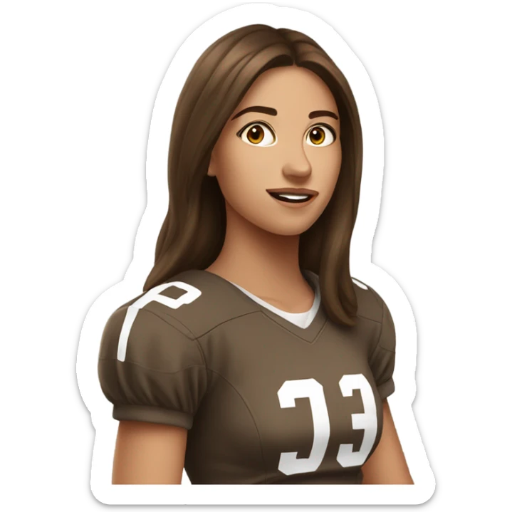 Young woman with brown hair who just won all girl fantasy football league sticker