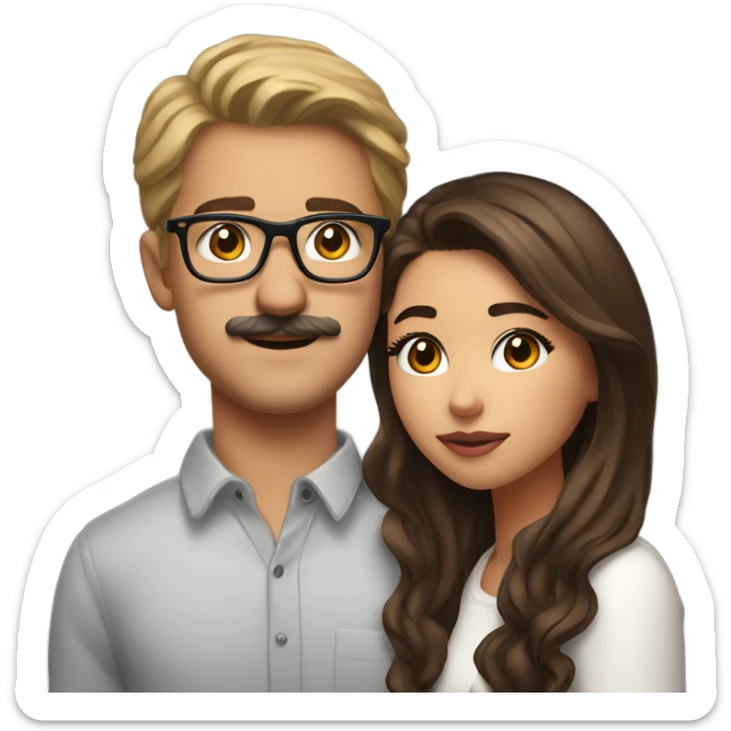 Guy with light brown hair, a mustache, and glasses kisses girl who looks like madison beer sticker