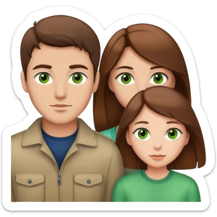 boyfriend with brown hair and brow ayes  and girlfriend with brown hair and green eyes sticker