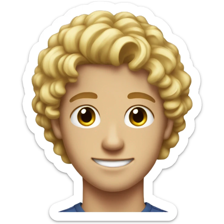 Handsome young man at the age of 18, blond curly hair, freckled face sticker