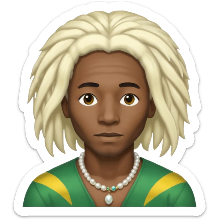 Black Male bob marley inspired hair platinum blonde with pearls makeup only head sticker