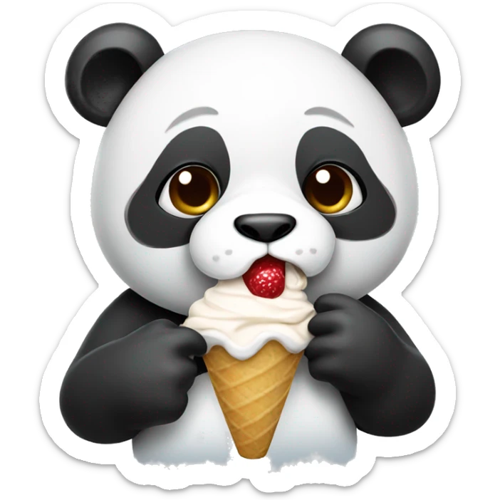 Panda eating ice cream sticker