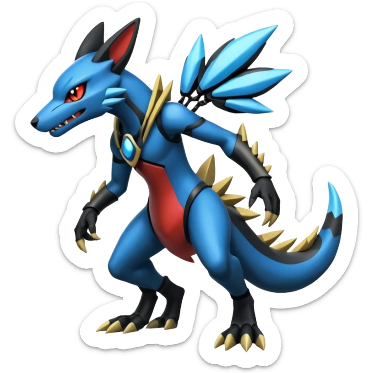Edgy futuristic Zeraora-Salandit-Lucario-fusion sticker