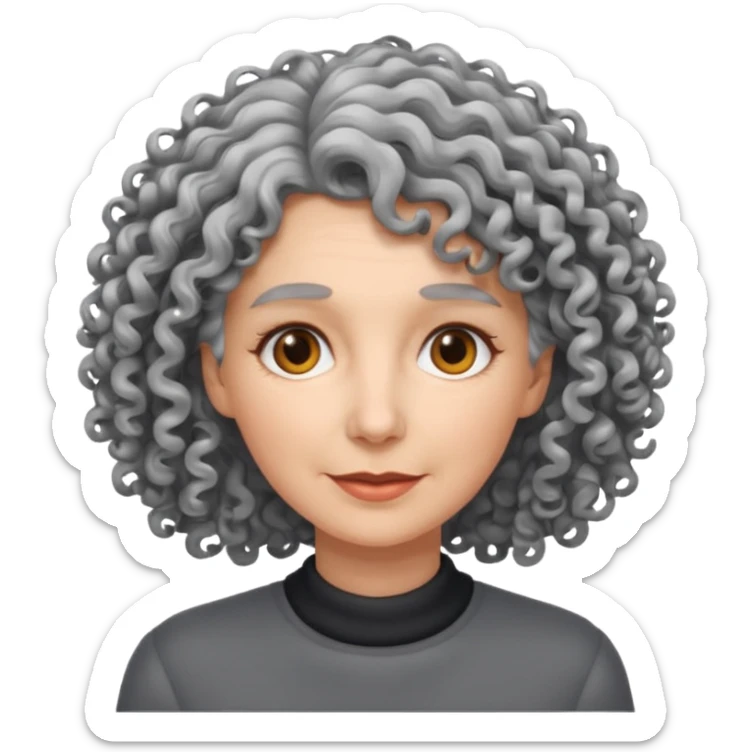 curly grey haired woman sticker