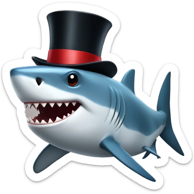 Shark with a top hat sticker