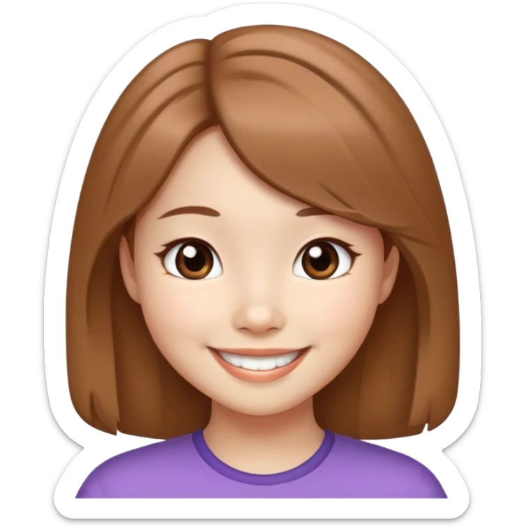 a grile with smile dimples and light brown hair and Asian eyes white skin sticker