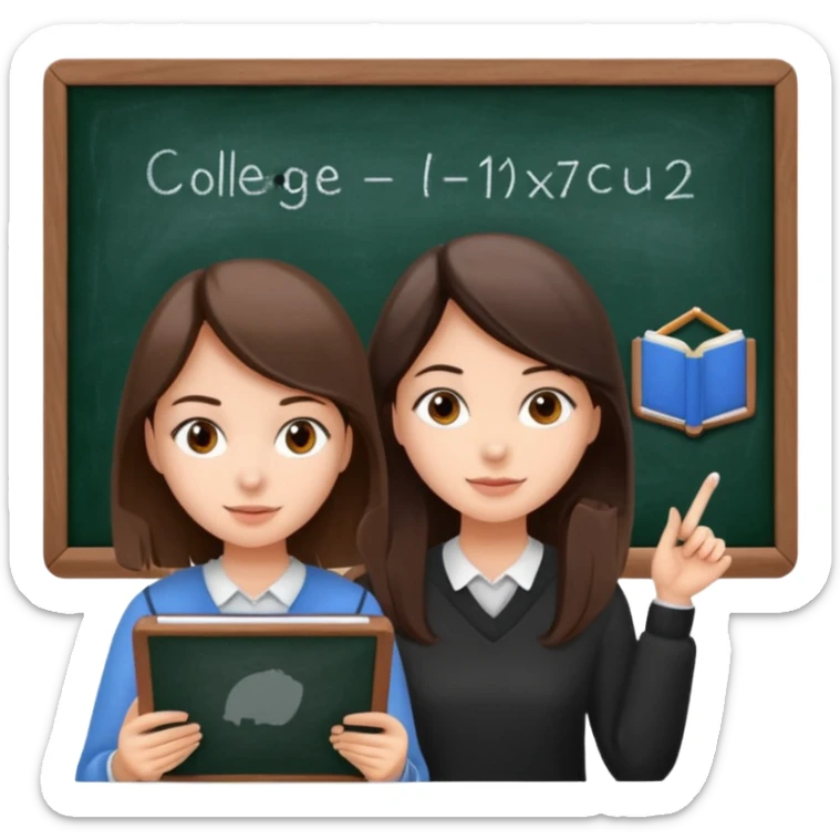 a girl with shite skin and dark brown hair studying with blackboard with College student sticker