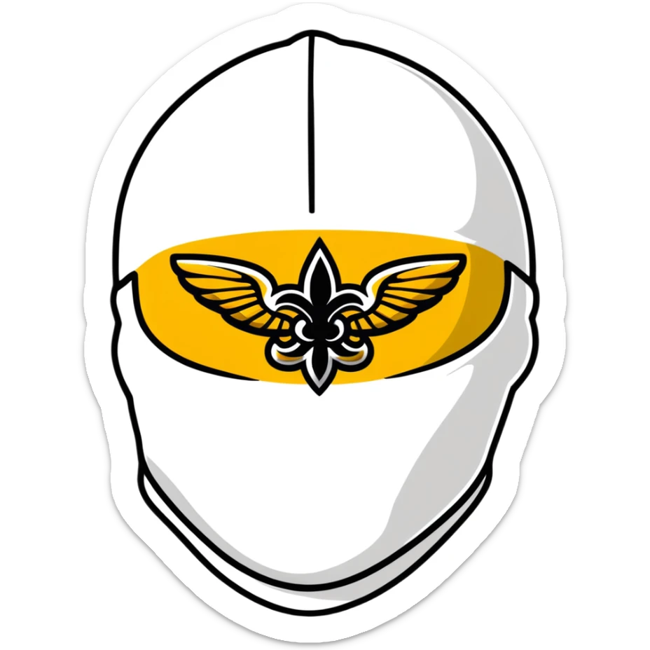 Louisiana themed ski mask with New Orleans Saints black and gold colors sticker