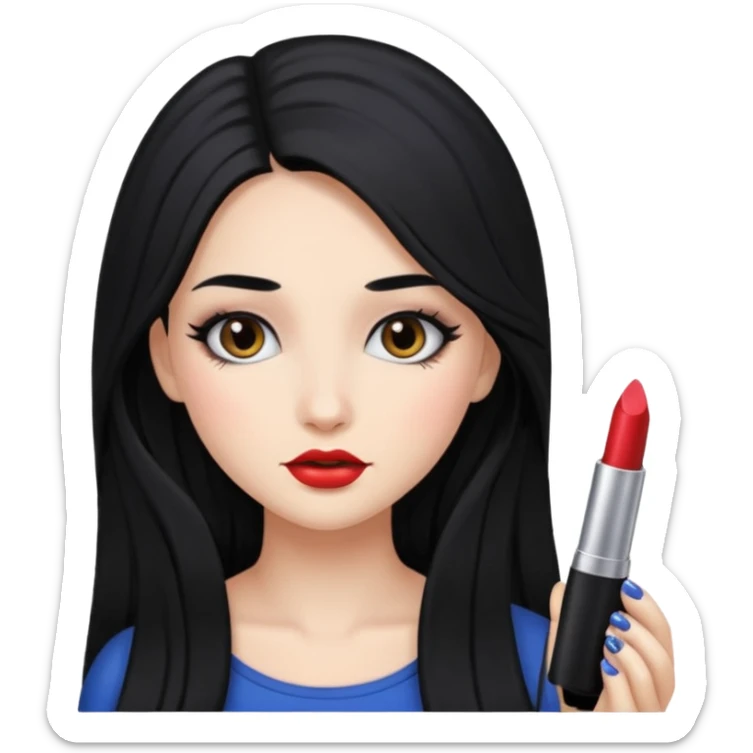 girl with long black hair and lots of makeup sticker
