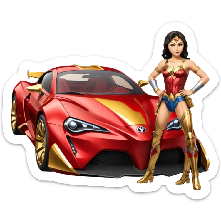 Wonder Woman C-3PO muscular Toyota 86 hypercar sticker