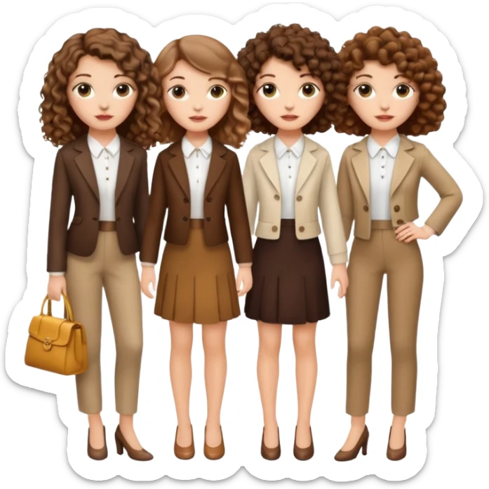3 white girls, all of off this with brown hair but one whit straight one whit curly and one whit very curly(aesthetic)and chic clothes sticker