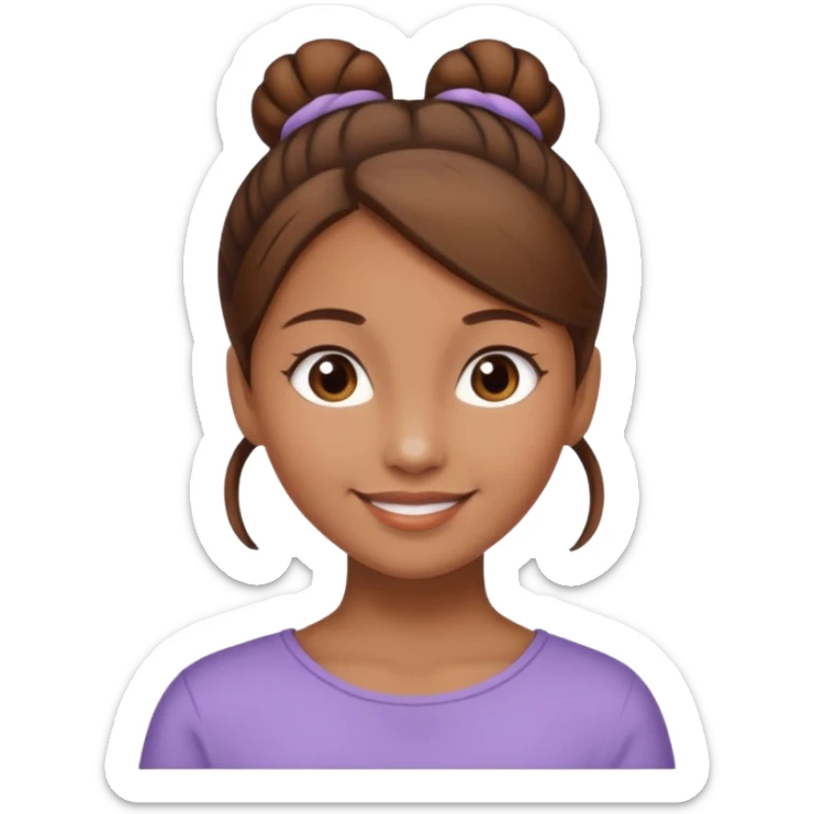Girl with light brow skin and brown hair in bun sticker