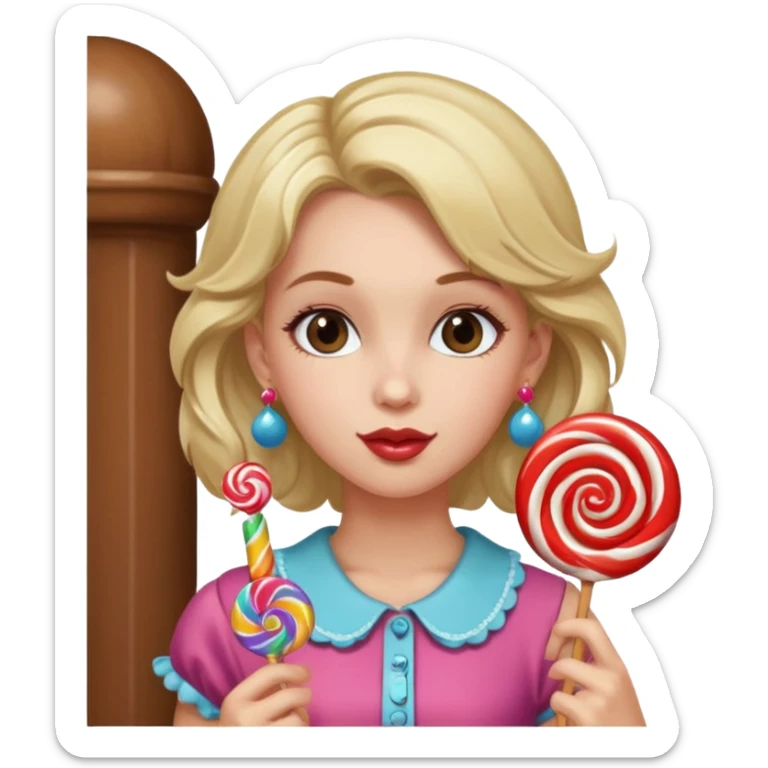very pretty candy shop girl face with unique hair and earrings sticker