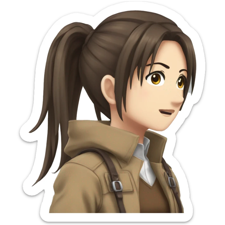 Sasha Braus brown hair hair in a ponytail anime attack on titan sticker