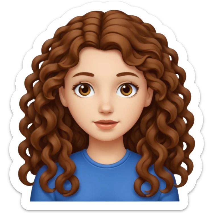 White girl with long curly hair sticker