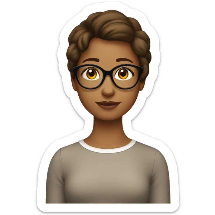 fille avec des cheveux bruns jusqu'au épaules, des lunettes rondes dorées, des yeux bruns et une peau blanche sticker
