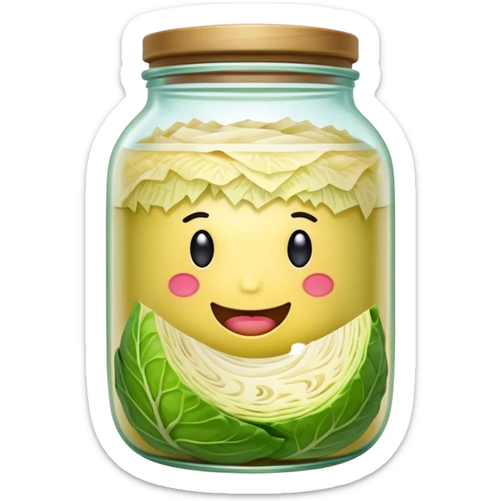 Sauerkraut Cinematic Realistic Sauerkraut Dish Emoji, depicted as tangy fermented cabbage neatly served in a traditional jar, rendered with vibrant textures and crisp, natural lighting. sticker
