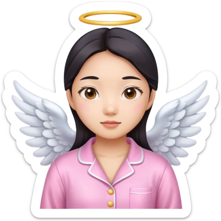 angelic asian girl doing skin care in pink pajamas sticker