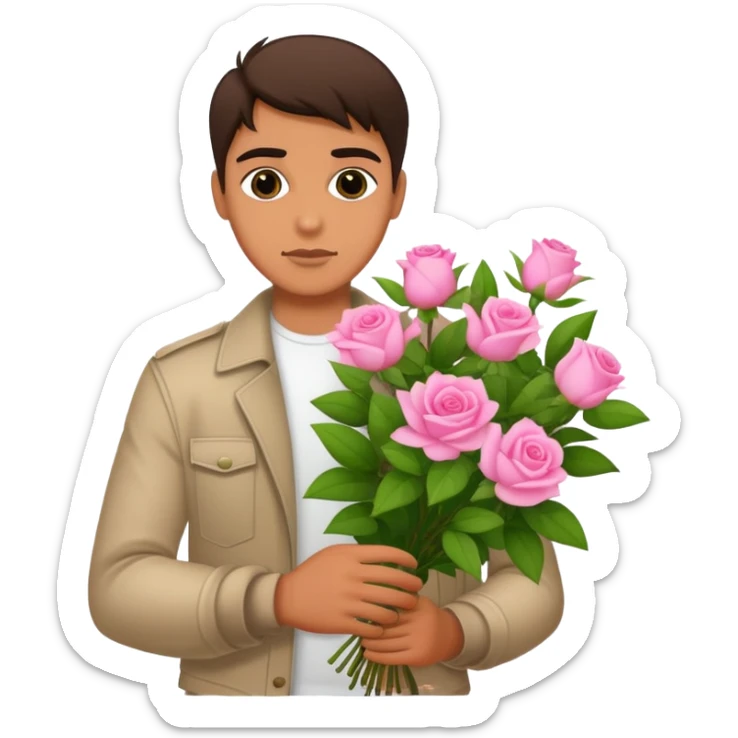 The bad boy is holding a bouquet of pink jasmine roses sticker