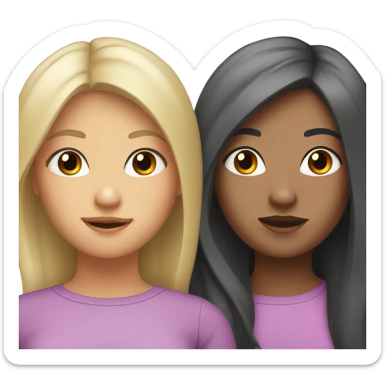 Two sister, one of them has black hair and the other ones are blondish sticker