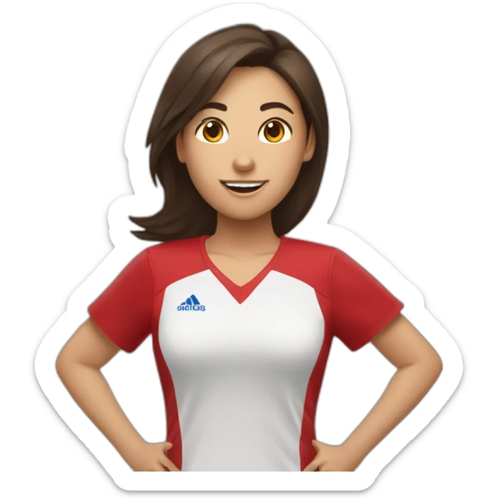 Une fille brune habiller en rouge qui fait du handball sticker