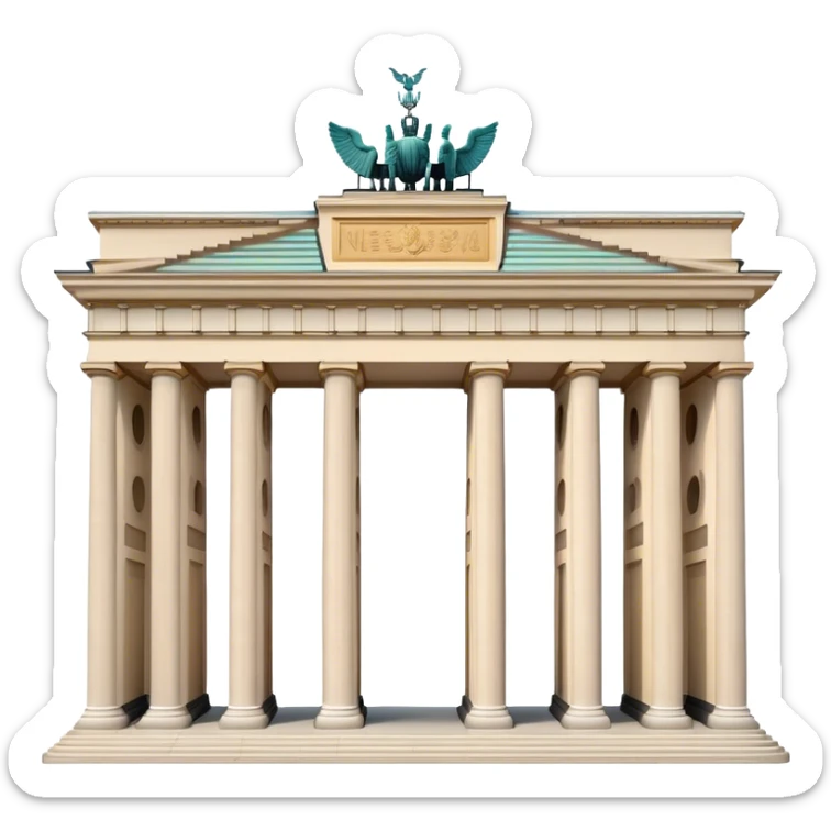 Cinematic Realistic Brandenburg Gate Landmark Emoji, depicted as the iconic neoclassical monument rendered with lifelike detail and dynamic, historic lighting. sticker
