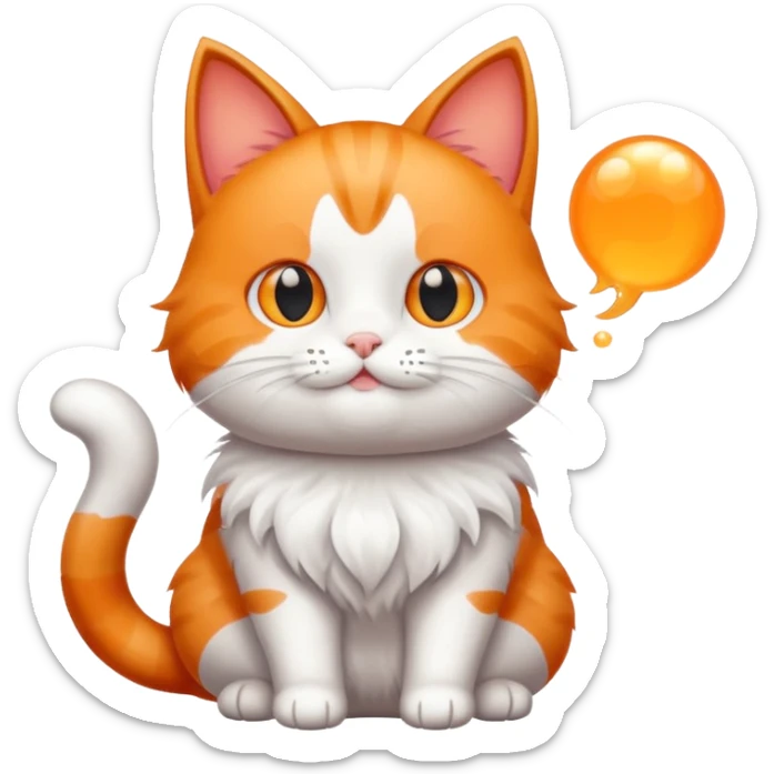 make me a cartoon cat, with some kind of sign or something with W Bubble on it sticker
