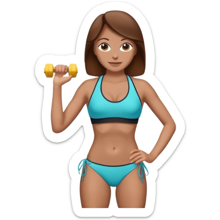  woman with brown hair, in a fitness bikini sticker