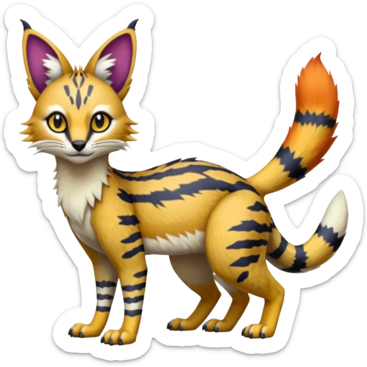 Colorful Bobcat-Sergal-Numbat-Serval-Genet-Pokémon-Digimon-Fakémon-fusion-hybrid-creature sticker