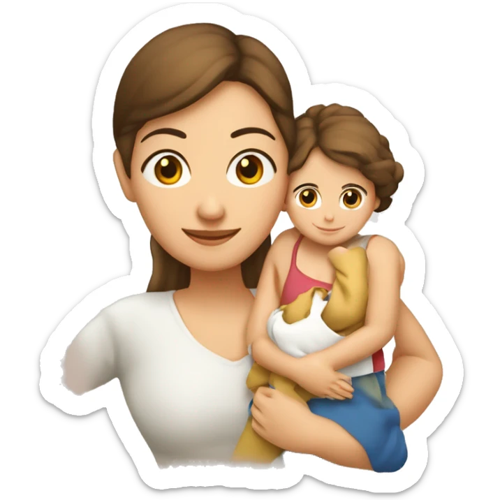 Familia mamá ypapá blanco hermana mayor hermana mediana pelo liso hermana pequeña pelo liso y masc sticker