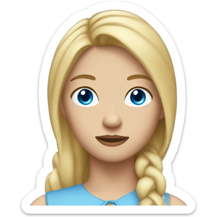 woman with blue eyes and medium blonde hair and horse sticker