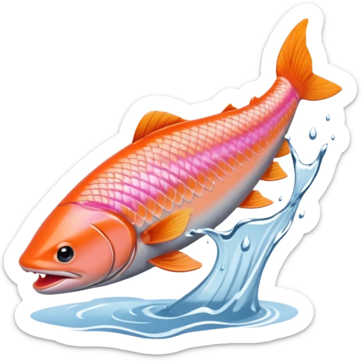 a salmon flopping out of water, make it so its on land flopping around sticker