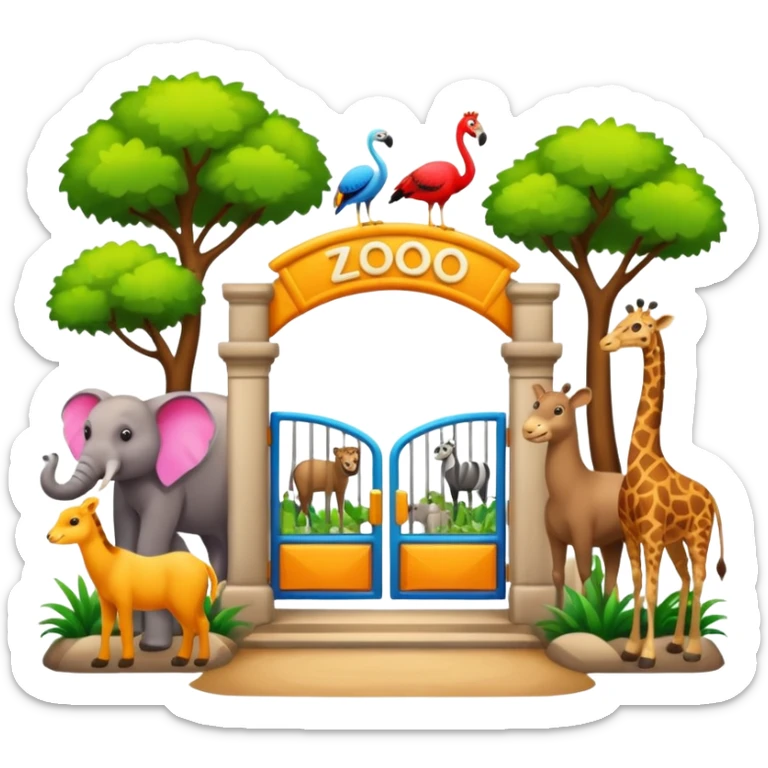 entrada de un zoo y que vean animales  sin ninguna persona  sticker