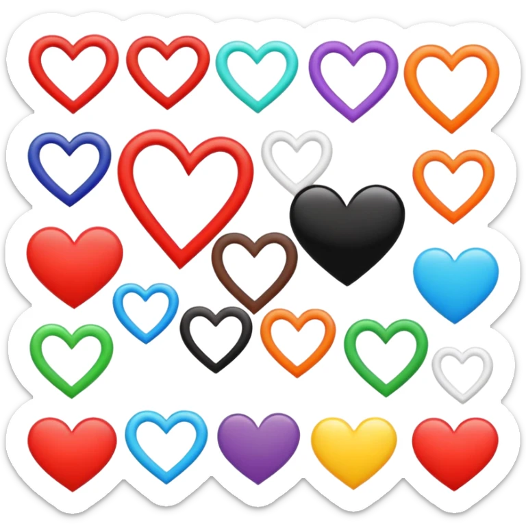 HEARTS STYLE PUCCA (ONLY HEARTS IN COLORS: BLACK, GREEN, RED, BROWN, YELLOW, ORANGE, BLUE, PURPLE, WHITE) sticker
