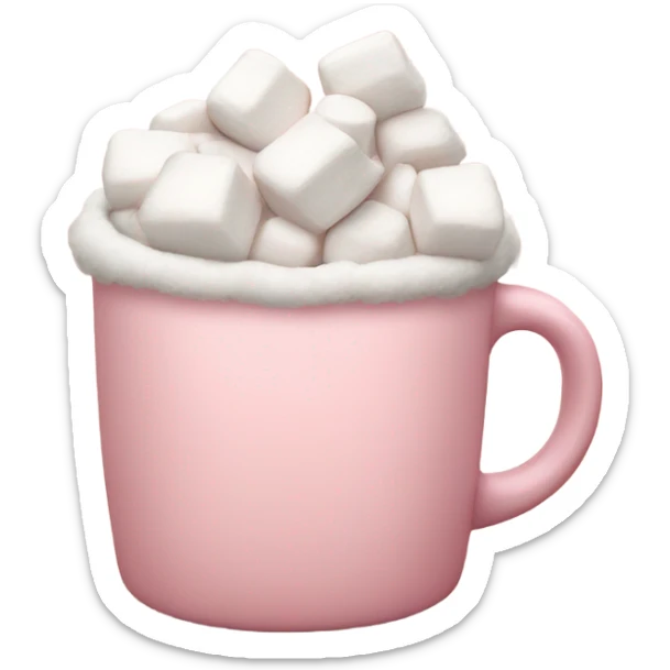 Light Pink mug of hot chocolate with marshmallows  sticker