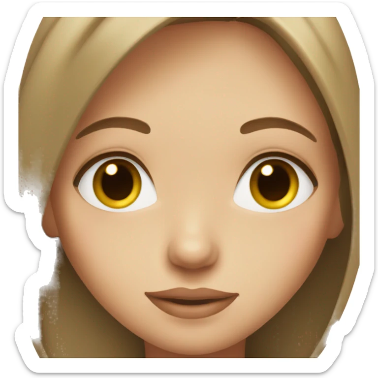 beautiful girl green eyes straight light brown hair sticker