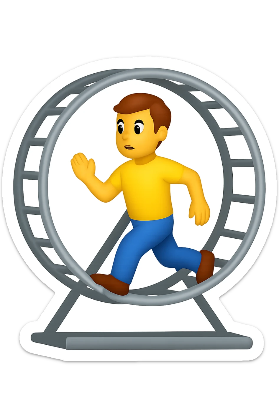 Uomo che corre dentro la ruota del criceto emoji style iphone  sticker