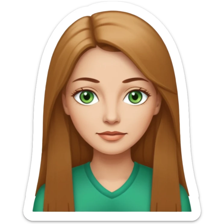 Pretty middle age woman with green eyes and long straight light  brown hair  sticker