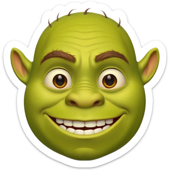 Create a Shrek emoji for a teams chat but make it more original style to the movie sticker