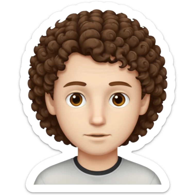 boy,  brown hair, curly hair, brown eyes, pale skin, , hair edger  sticker