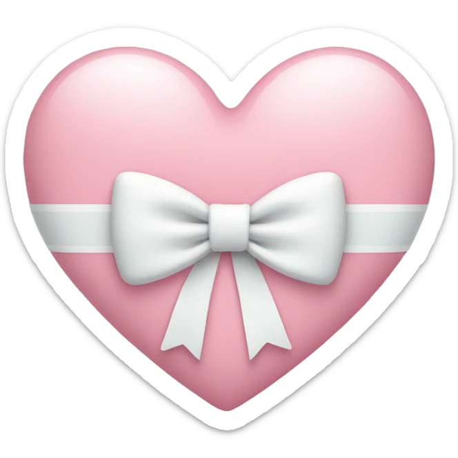 Pastel pink heart with white bow sticker