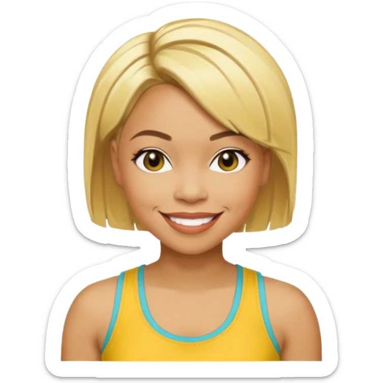 Tionne T-Boz Watkins short blonde hair, yellow tank top sticker