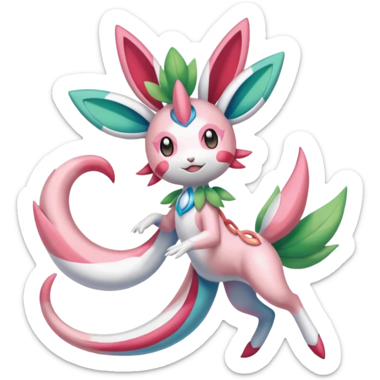 Shaymin-Sylveon-Meloetta-Cresselia-Milotic-Amaura-Pokémon-Fakémon-fusion, full body sticker