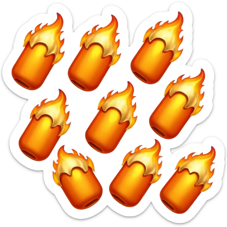 Streak / On Fire Emoji

Glossy 3D emoji of a flaming icon or bullet, glowing orange flames, gold reflections. sticker