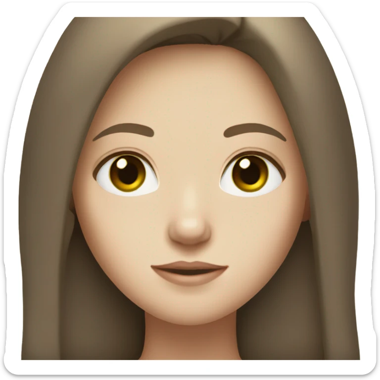 A girl with brown hair and green eyes and pale skin sticker
