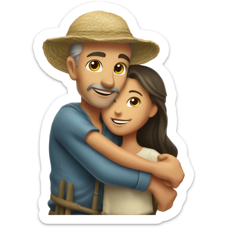 Caucasian fisherman no beard or mustache in love with Philippine island girl on an island sticker