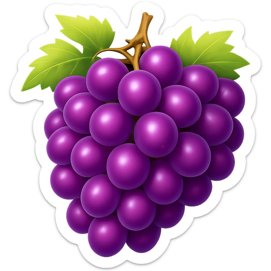 Resize the grapes emoji to be smaller, targeting a file size of 50-100kb, with no background. sticker