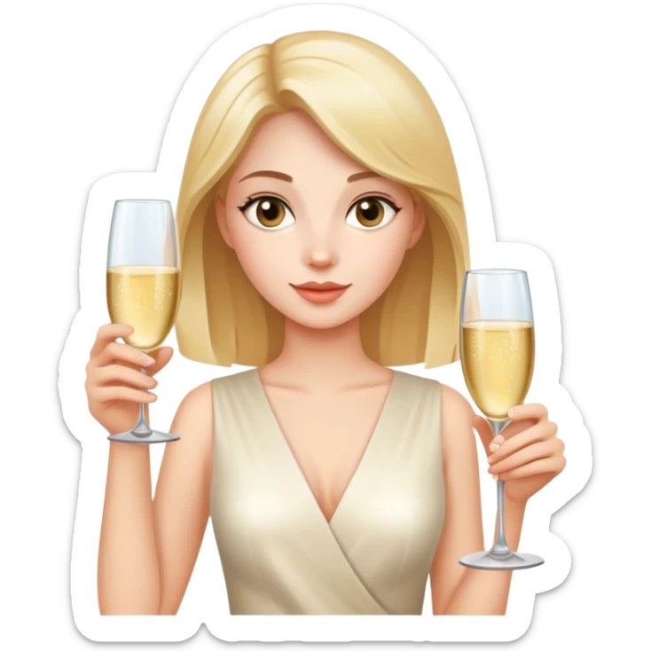 A beautiful girl holds a glass of champagne in one hand sticker