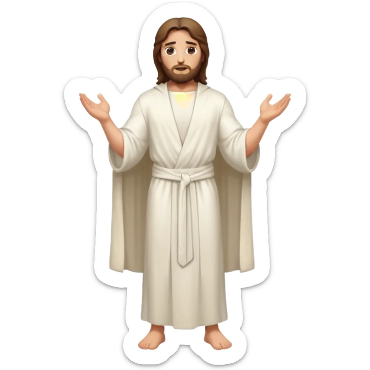fullbody jesus christ jacked, sleeveless white robe and arms crossed sticker