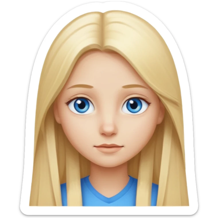 Une fille blonde aux cheveux long lisse et aux petits yeux bleus sticker